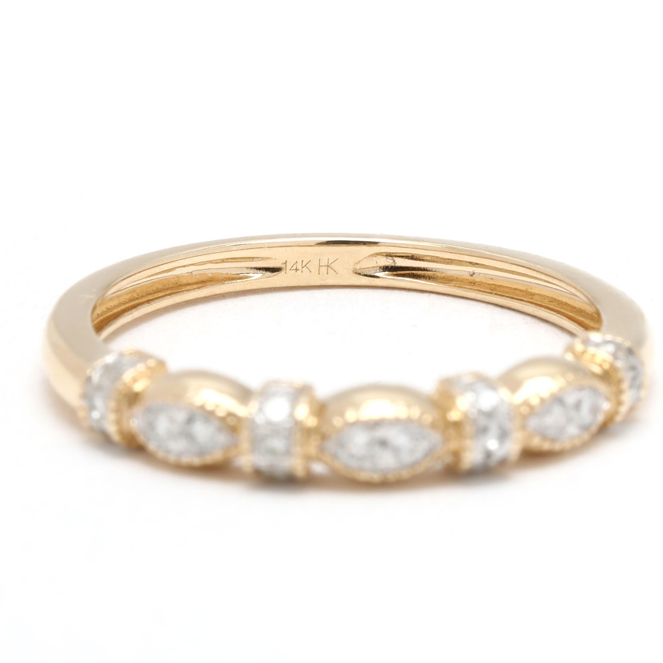 da uomo o donna Anello con diamante sottile, oro giallo 14k, misura 5, impilabile
