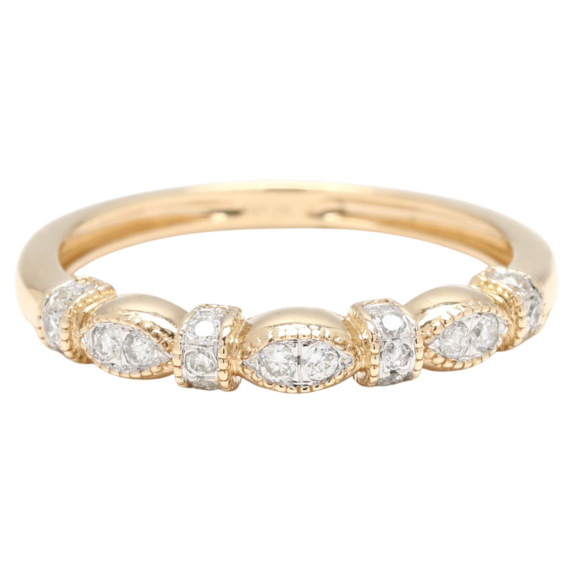 Thin Diamond Band Ring, 14k Yellow Gold, Ring Size 5, Stackable