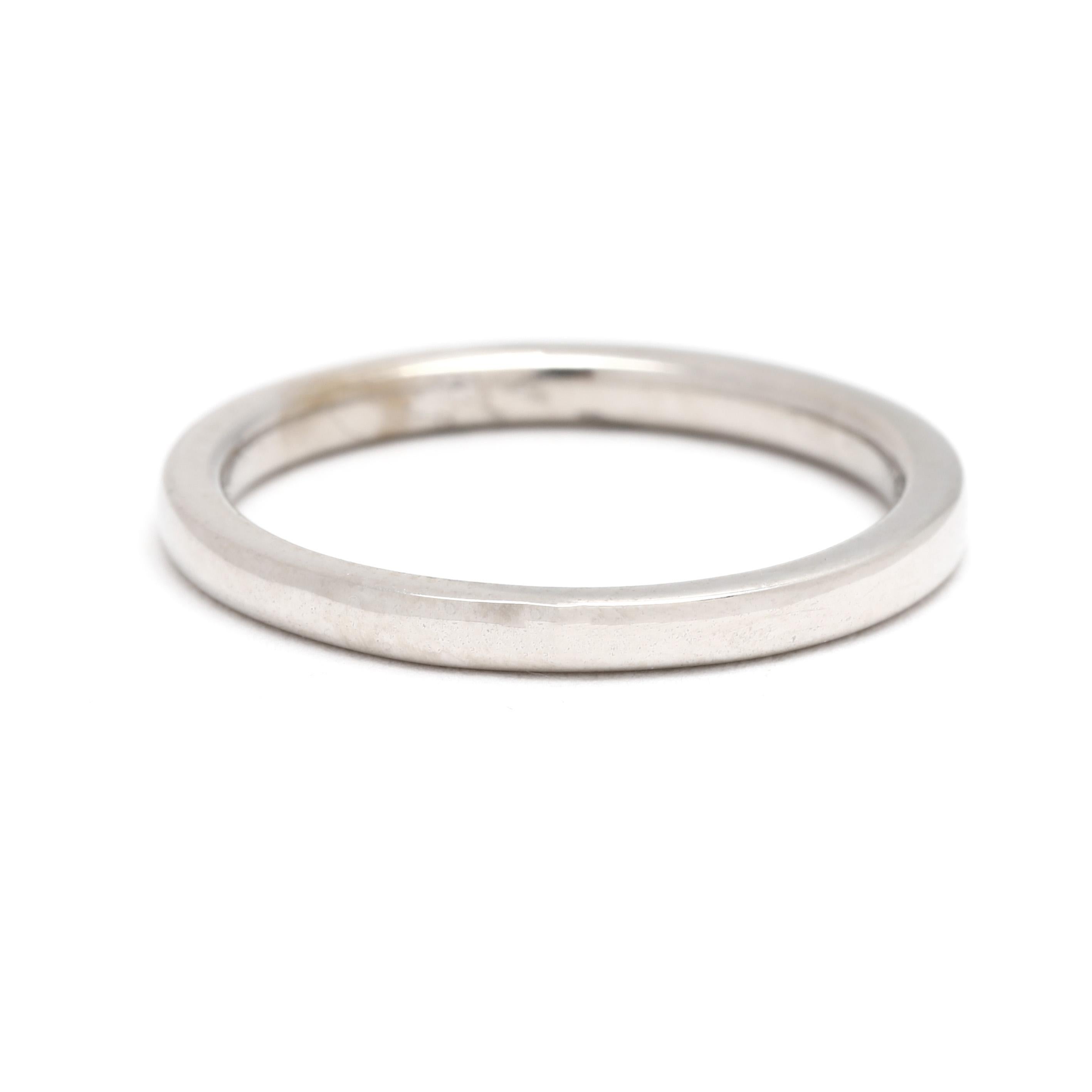 Round Cut Thin Diamond Band Ring, Platinum, Ring Size 5.5, Stackable, Wedding Band