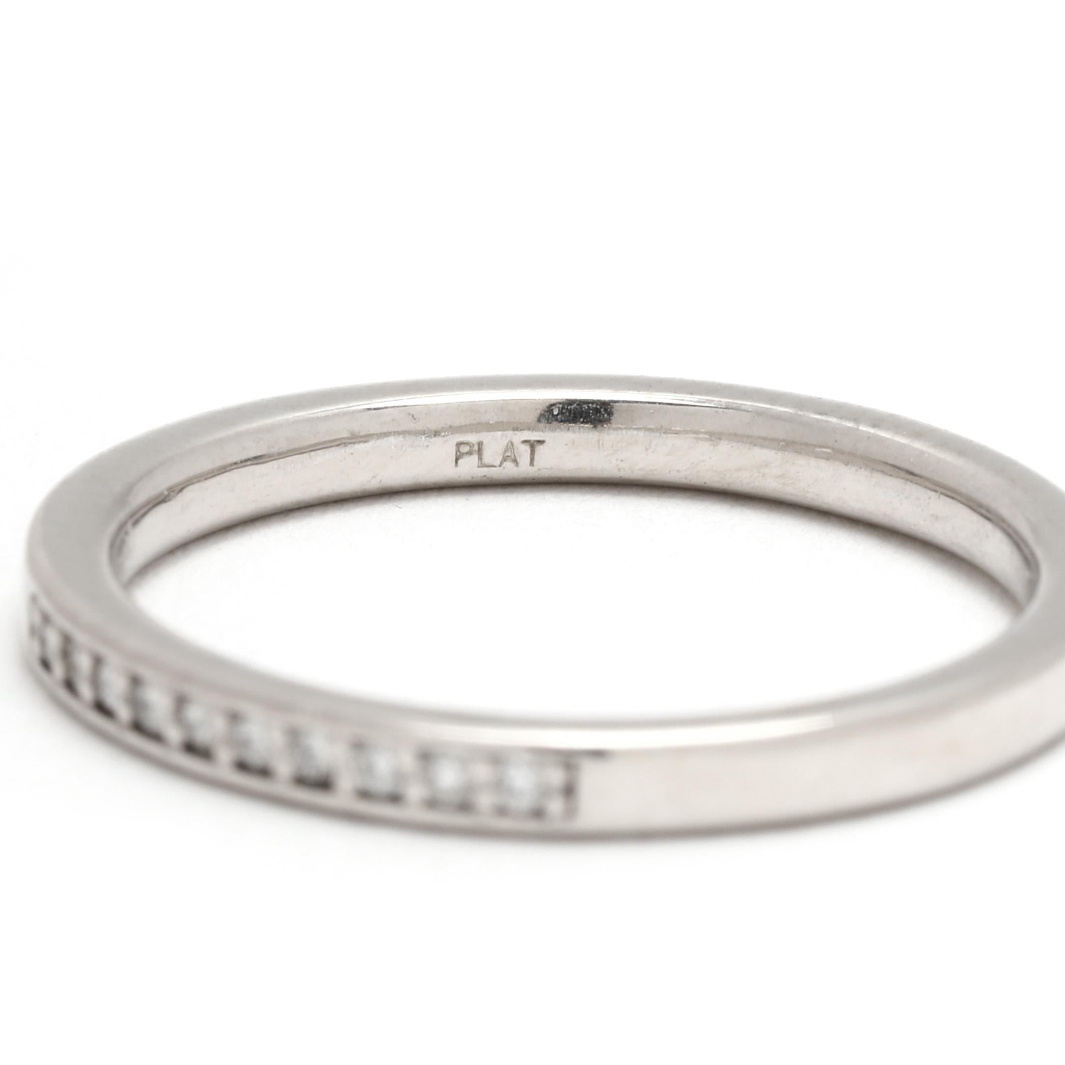 Women's or Men's Thin Diamond Band Ring, Platinum, Ring Size 5.5, Stackable, Wedding Band