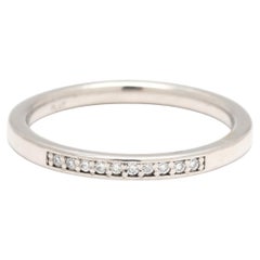 Thin Diamond Band Ring, Platinum, Ring Size 5.5, Stackable, Wedding Band
