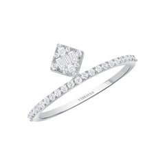 Bracelet jonc fin en or blanc 18 carats avec ornement de diamants