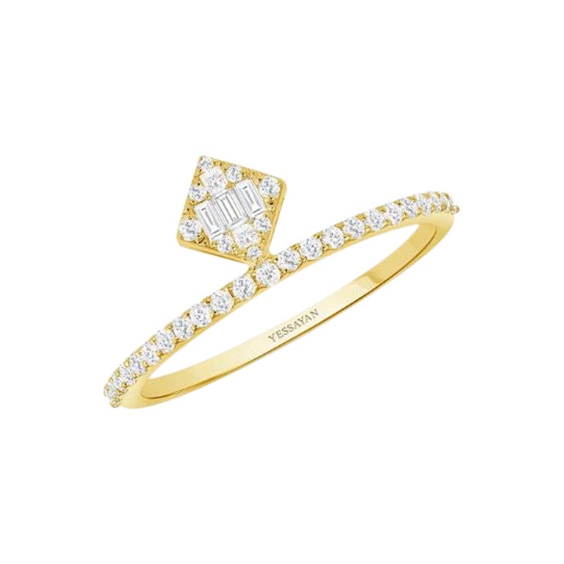 Fascia di diamanti sottili con ornamento in oro giallo 18 carati