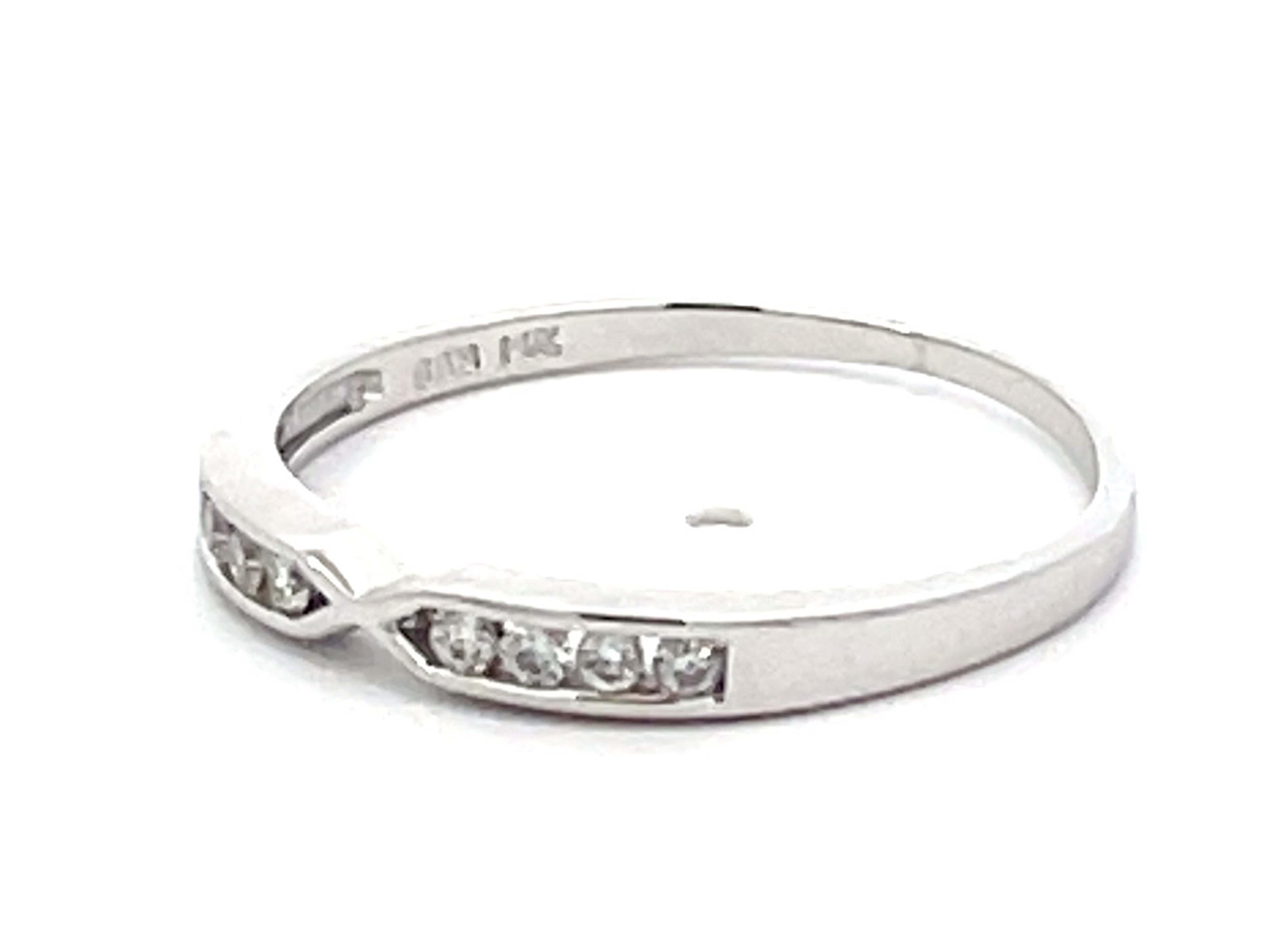 Brilliant Cut Thin Diamond Stackable Band Ring 14k White Gold For Sale