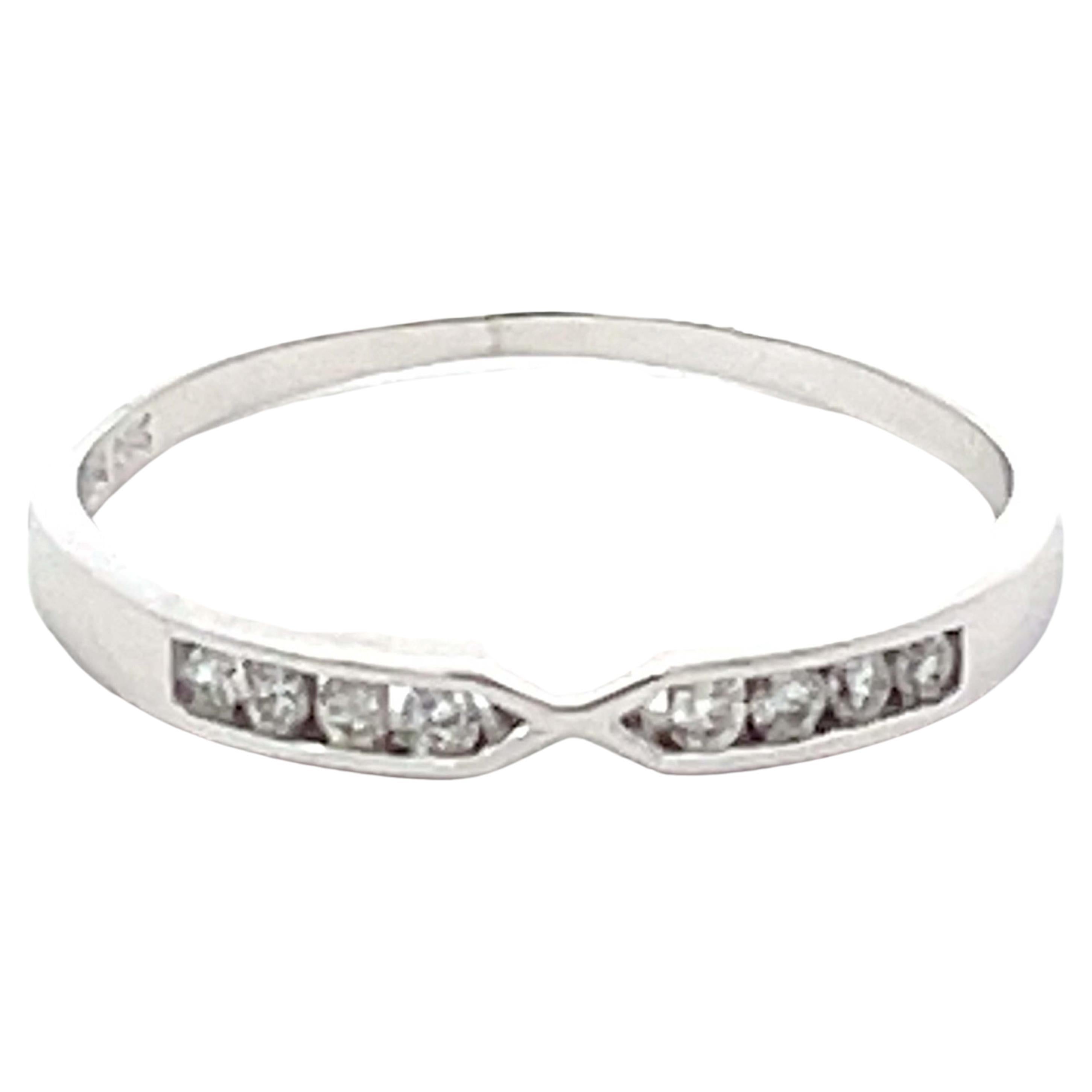 Thin Diamond Stackable Band Ring 14k White Gold