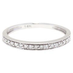 Thin Diamond Wedding Band, 14K White Gold, Ring, Stackable Diamond