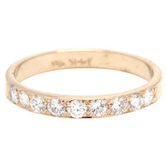 Anneau de mariage en or jaune 14K avec diamant fin, empilable