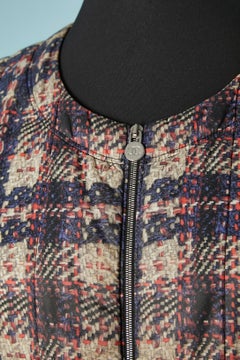 Thin down jacket with tweed print, pockets and zip Chanel