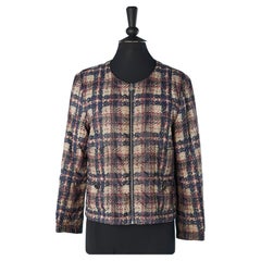 Thin down jacket with tweed print, pockets and zip Chanel 