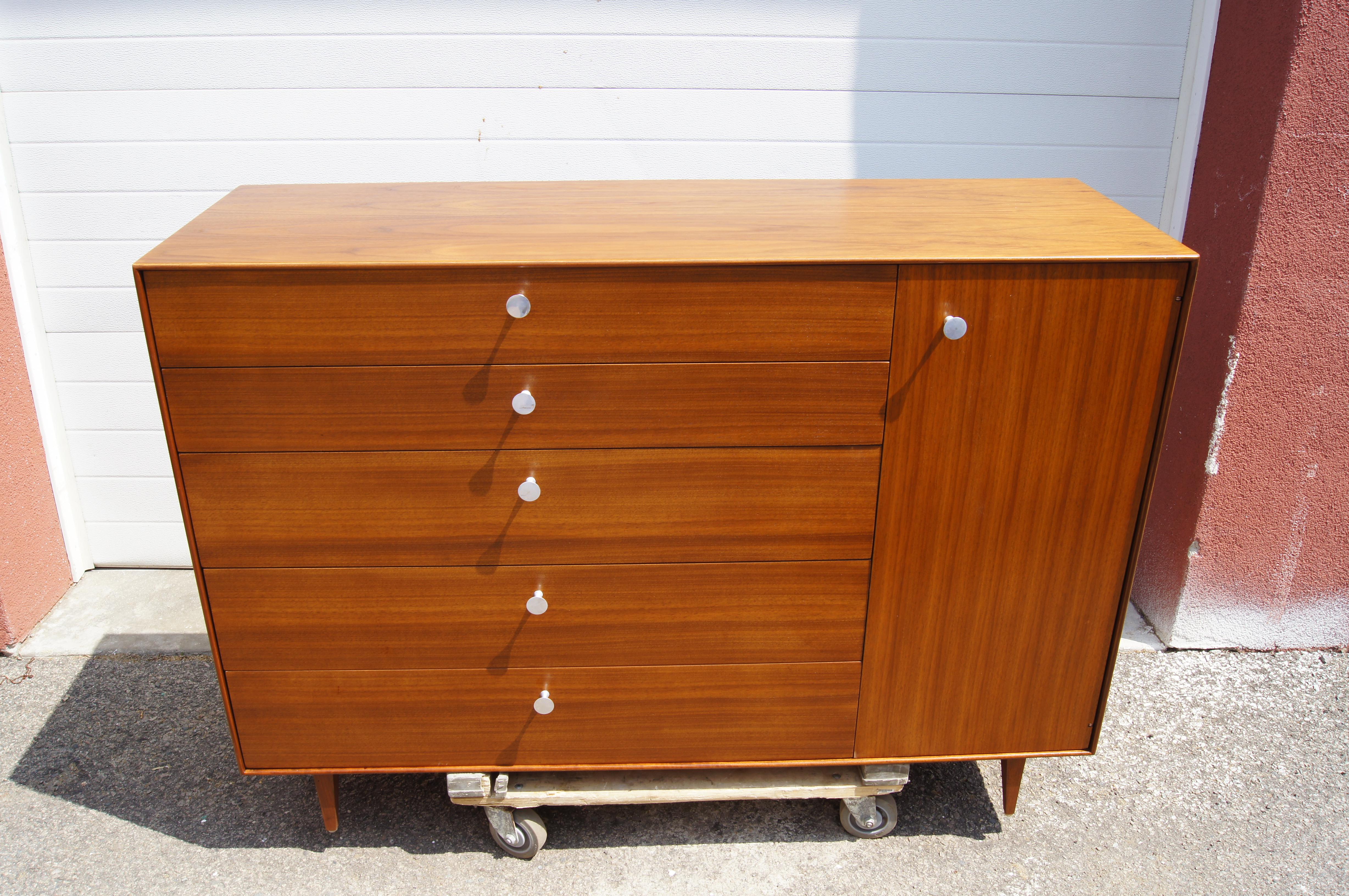 Mid-Century Modern Thin Edge Walnut Dresser with Cabinet by George Nelson for Herman Miller For Sale