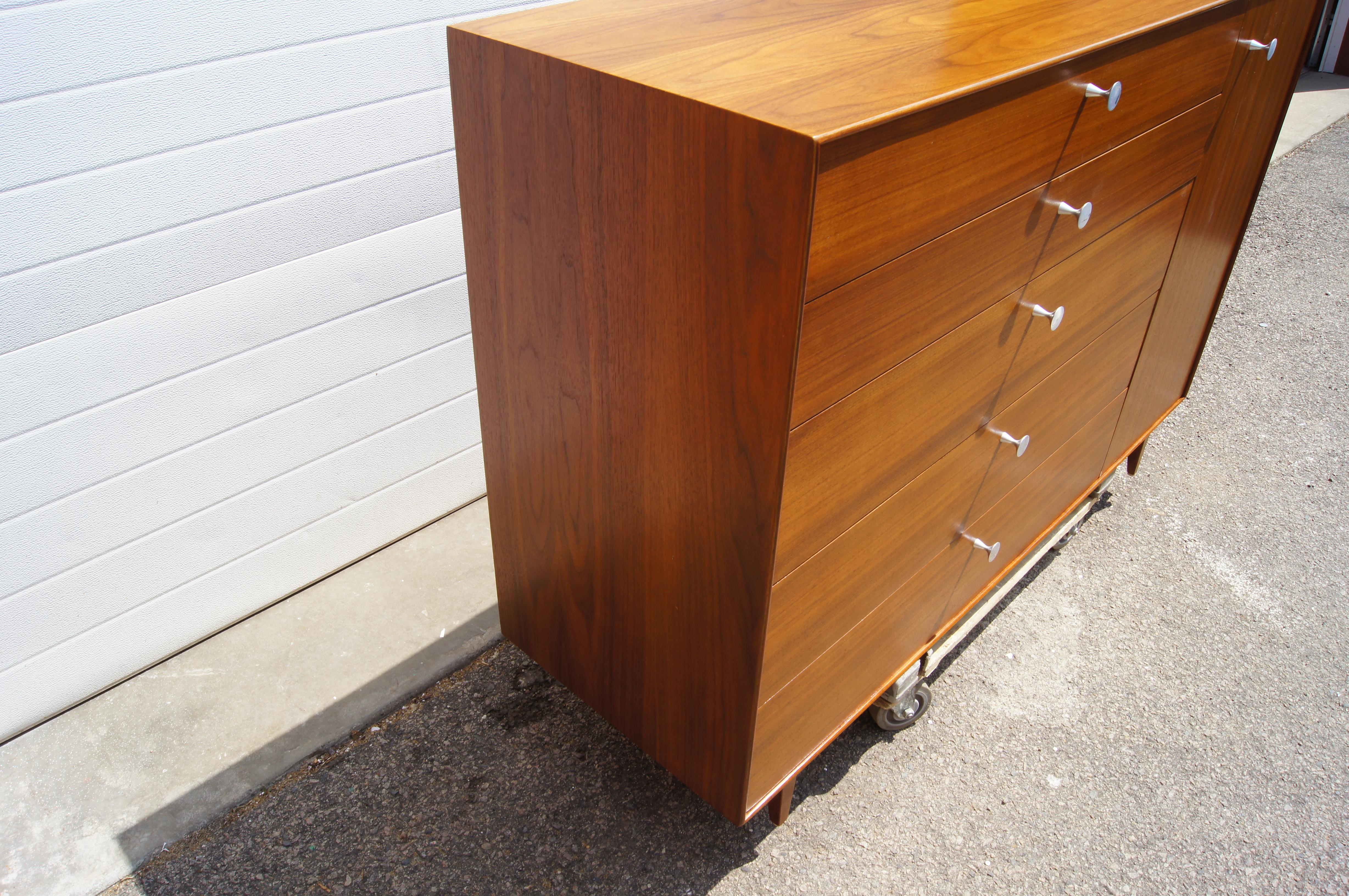 Thin Edge Walnut Dresser with Cabinet by George Nelson for Herman Miller For Sale 1