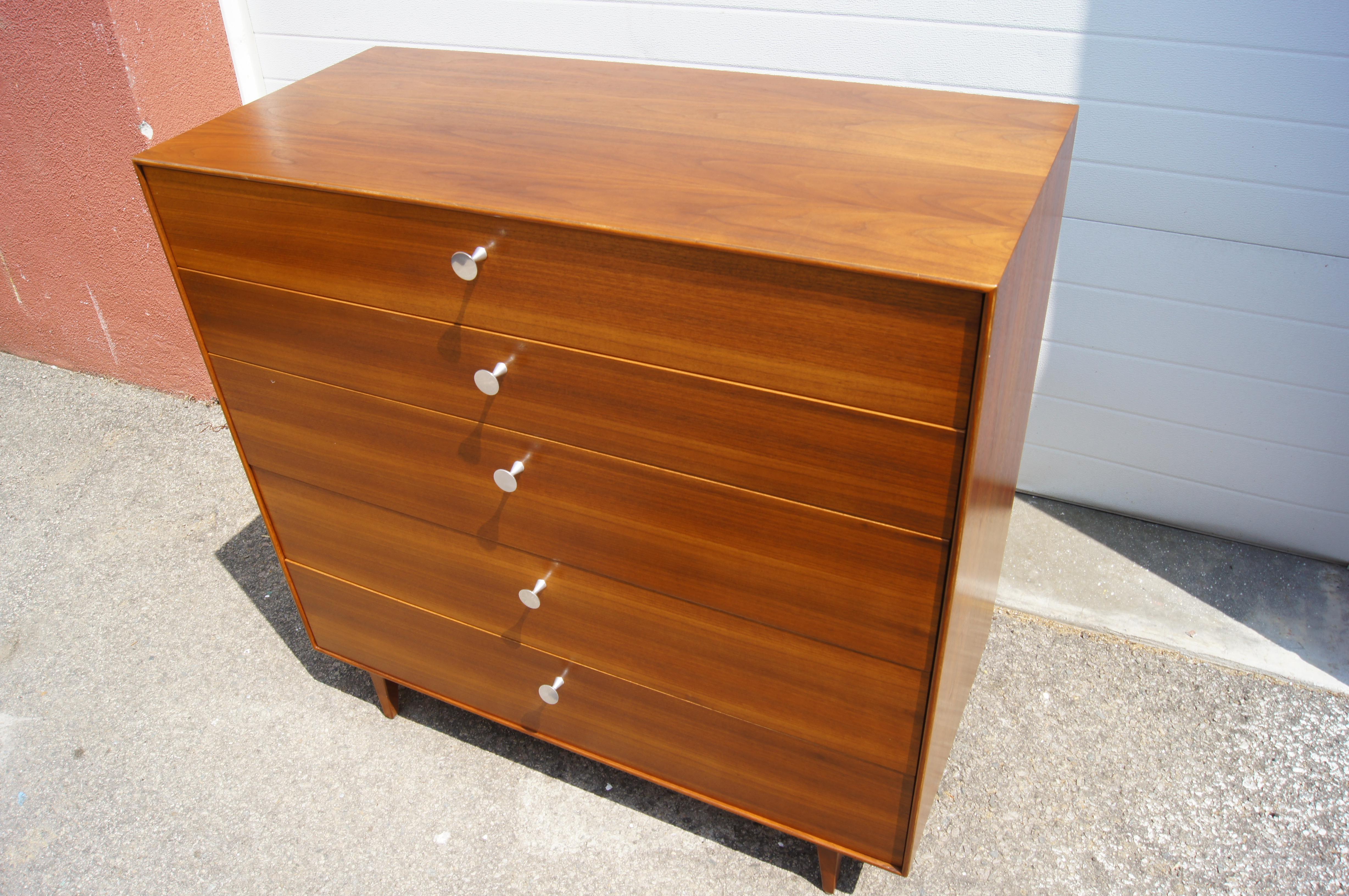 American Thin Edge Walnut Five-Drawer Dresser by George Nelson for Herman Miller