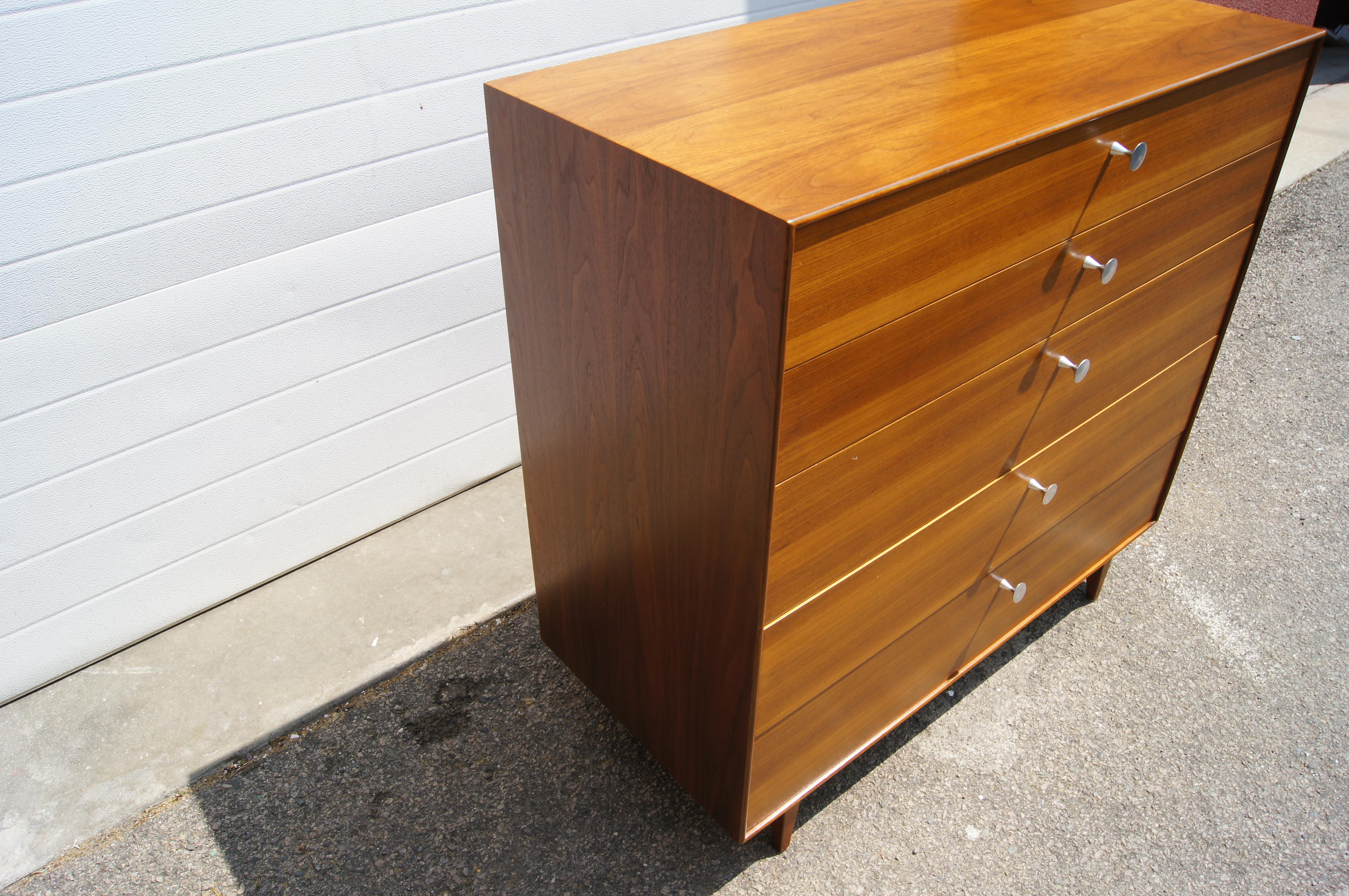 Thin Edge Walnut Five-Drawer Dresser by George Nelson for Herman Miller In Good Condition In Dorchester, MA