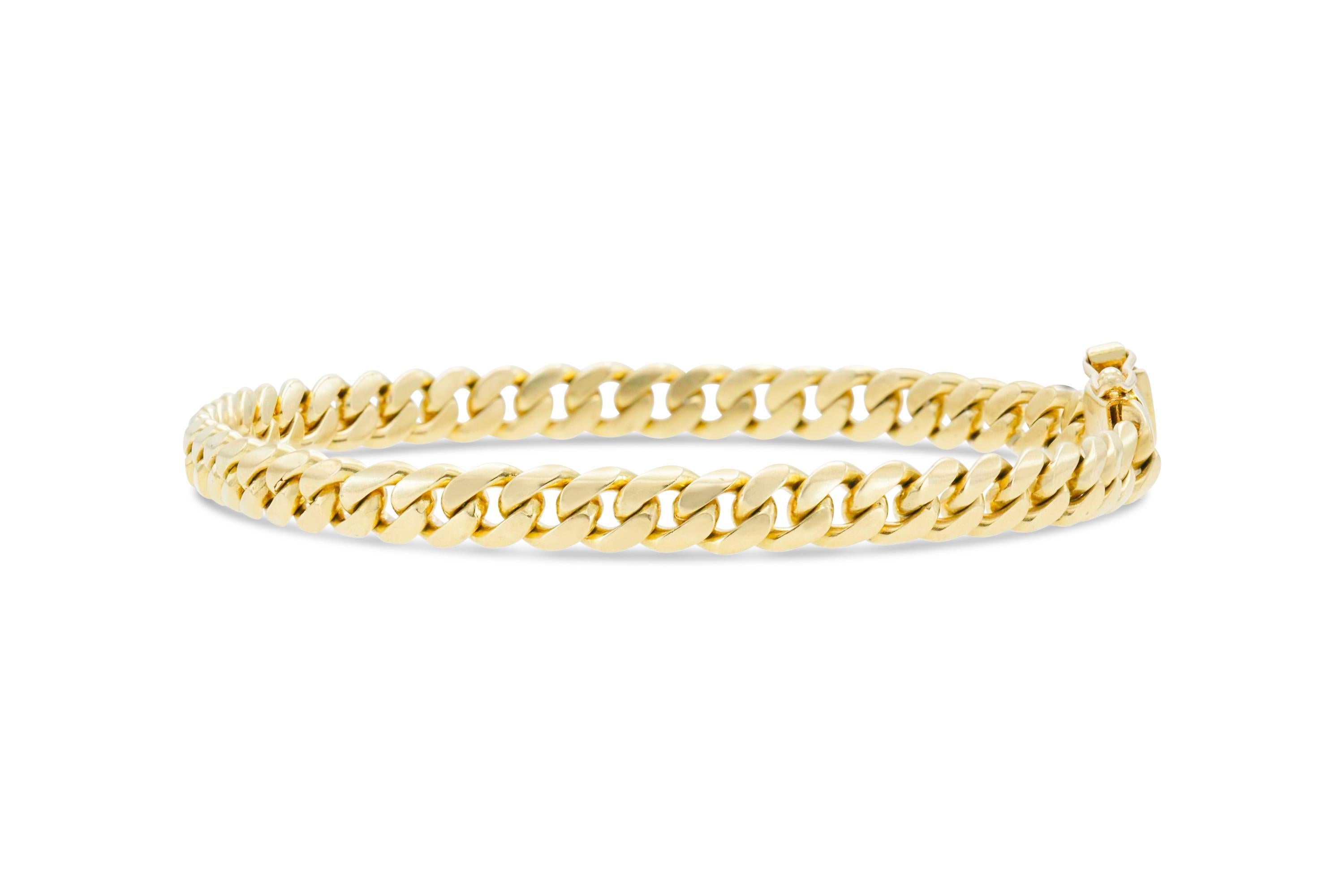 Fein ausgearbeitet in 14k Gelbgold.
7 1/2 Zoll Länge
5 mm Breite