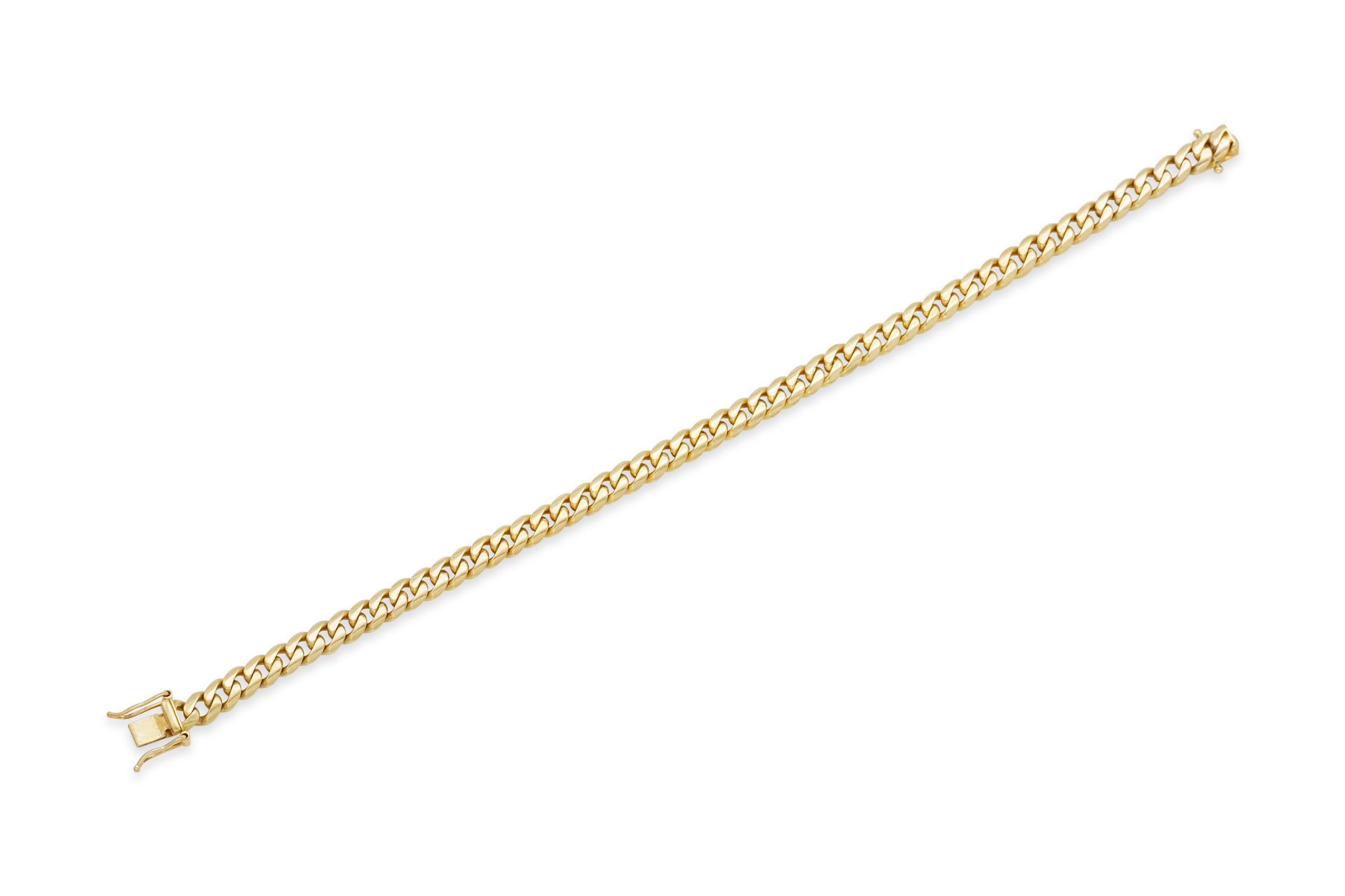 Dünnes kubanisches Link-Armband aus Gold im Zustand „Gut“ im Angebot in New York, NY