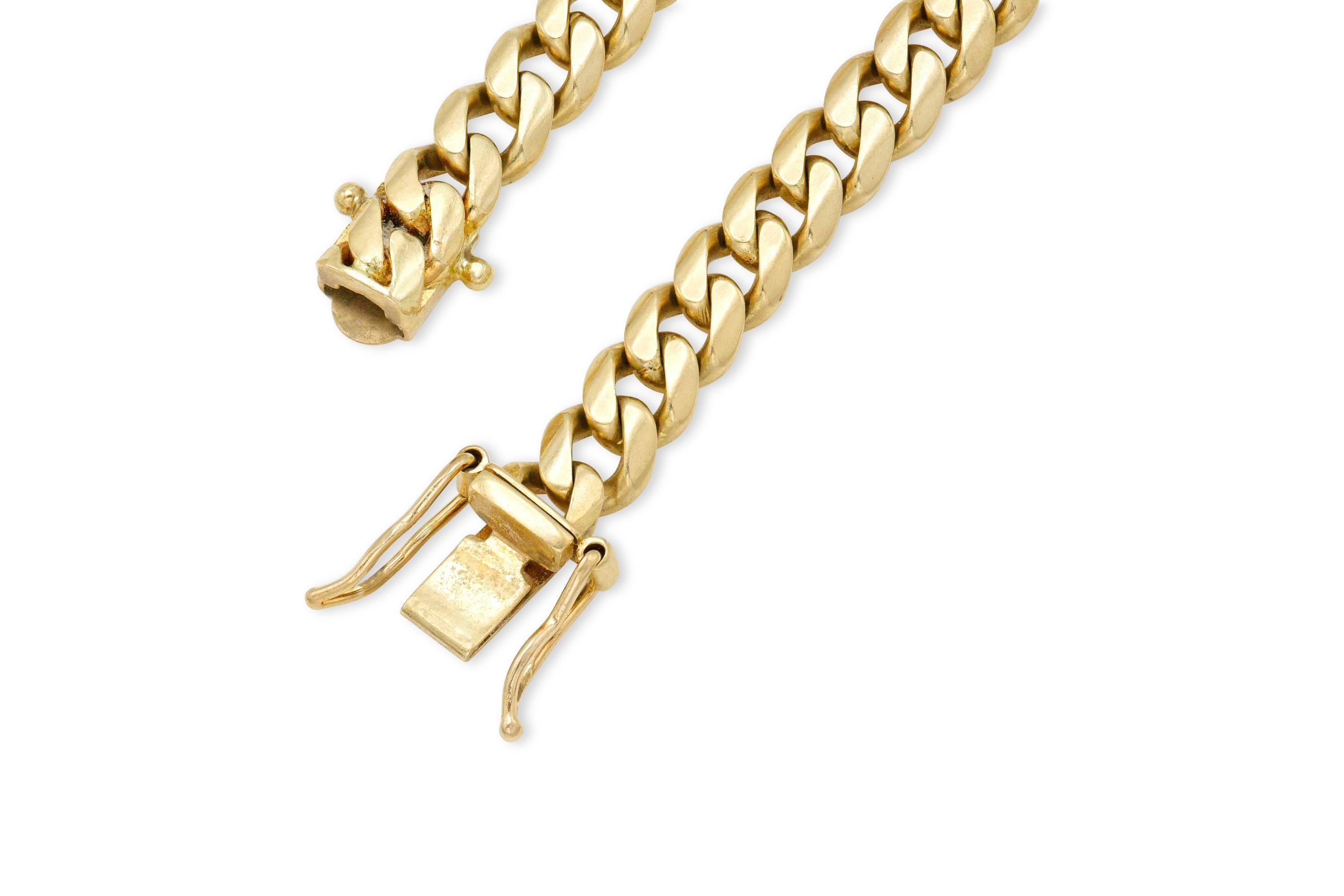 Dünnes kubanisches Link-Armband aus Gold für Damen oder Herren im Angebot