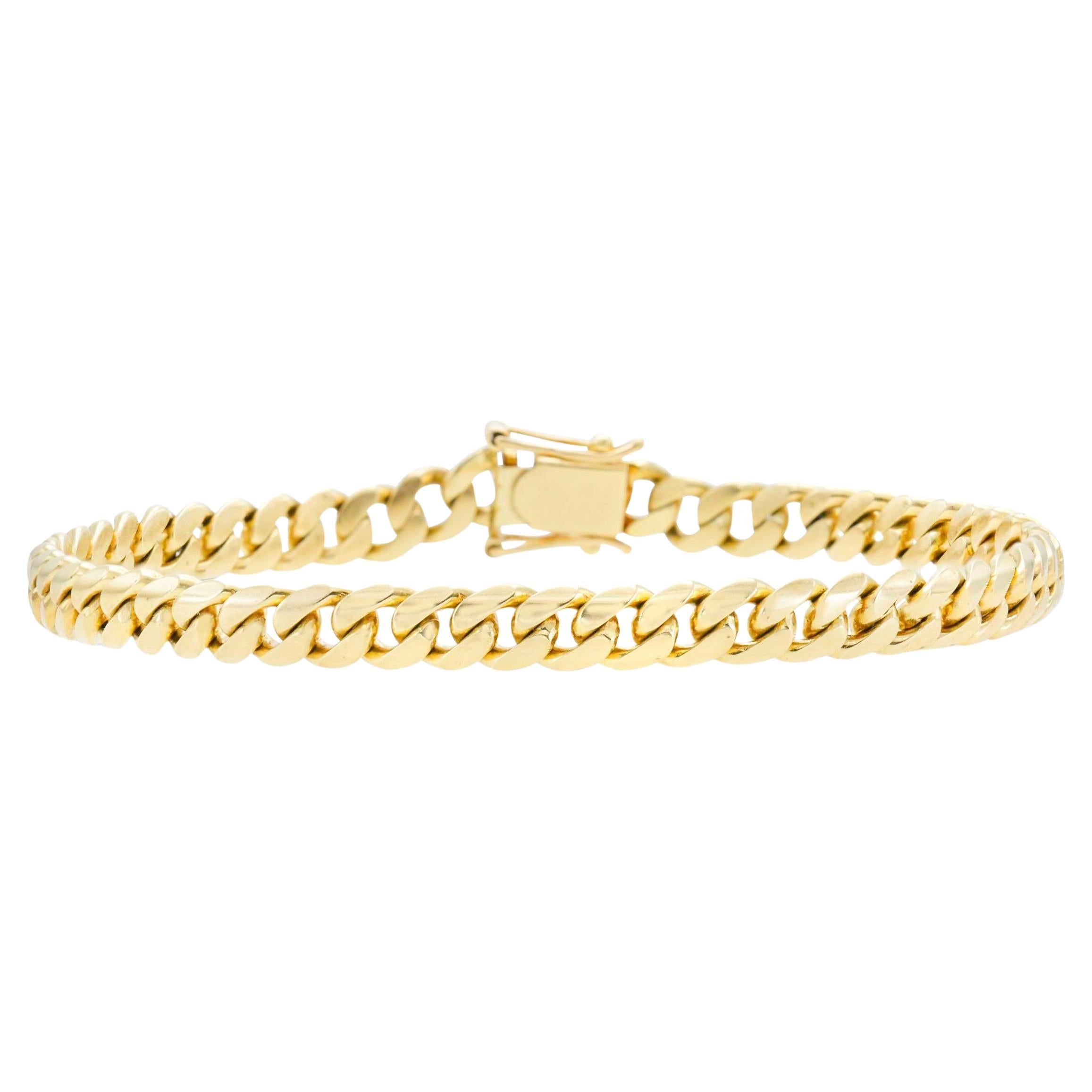 Dünnes kubanisches Link-Armband aus Gold im Angebot