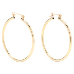 Thin Goldcreolen-Ohrringe, 14KT Gelbgold, Länge 1,5 Zoll, Skinny Goldcreolen