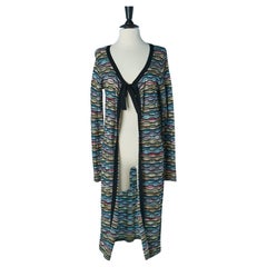 Thin knit jacquard coat with black edge and bow on the front M MISSONI