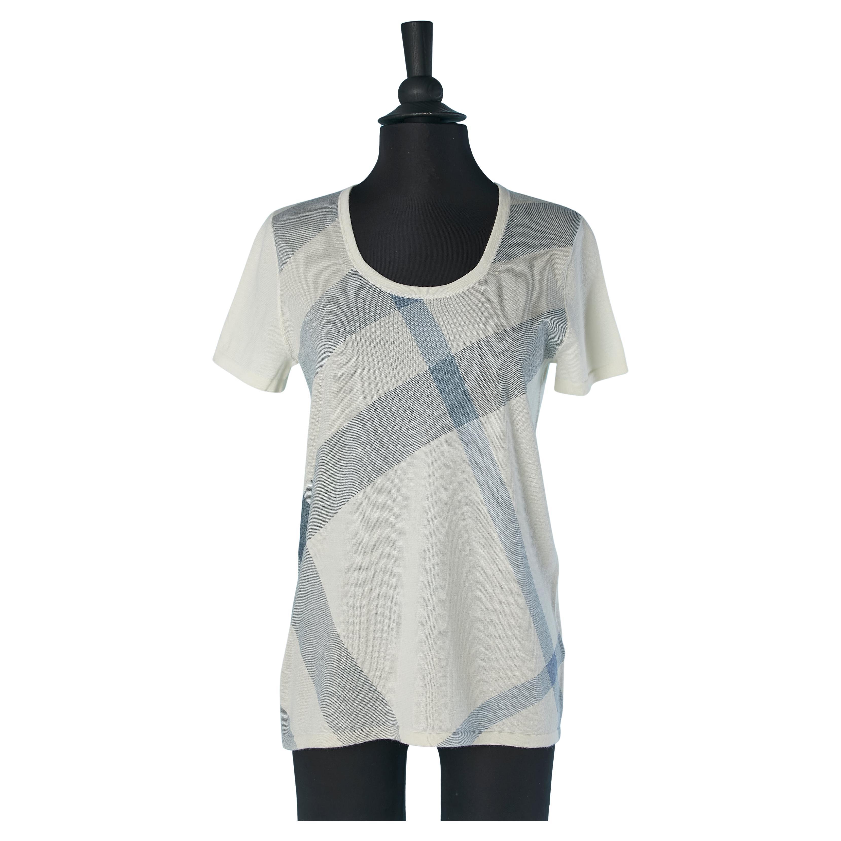 Maglietta a maglia sottile con motivo a quadri sul davanti Burberry Brit New