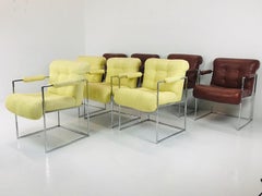 Thin Line Chrome Midcentury Armchairs by Milo Baughman 'Set of 8'