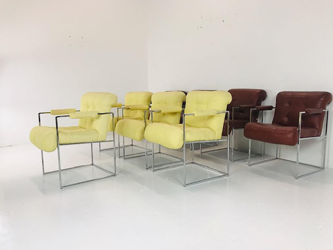 Thin Line Chrome Midcentury Armchairs by Milo Baughman 'Set of 8' 1