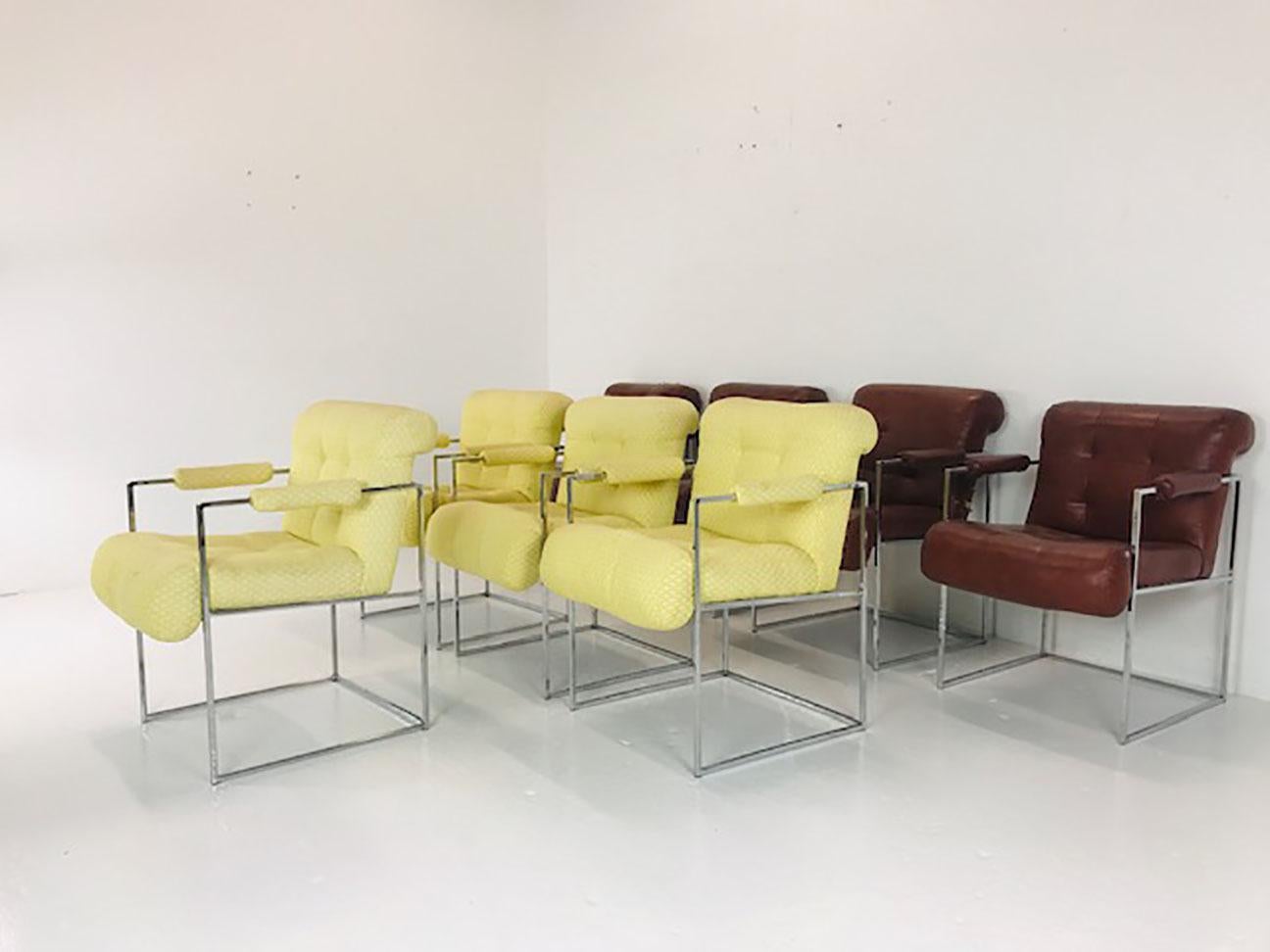 Thin Line Chrome Midcentury Armchairs by Milo Baughman 'Set of 8' 2