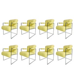 Thin Line Chrome Midcentury Armchairs by Milo Baughman 'Set of 8'