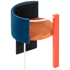 Thin, Metal-Framed "Apart Chair" with Upholstery