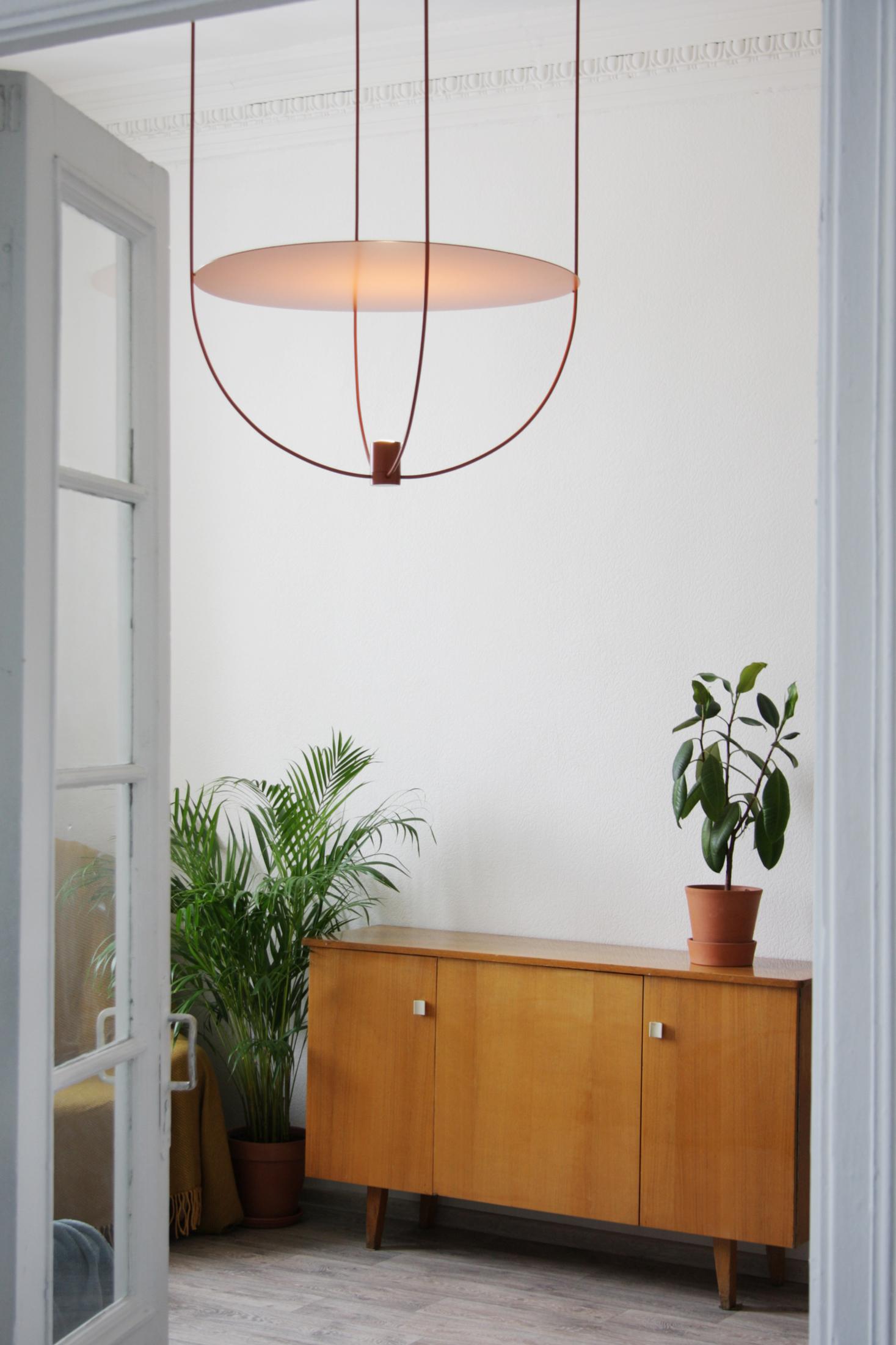 European Thin, Metal-Framed Pendant Lamp from 