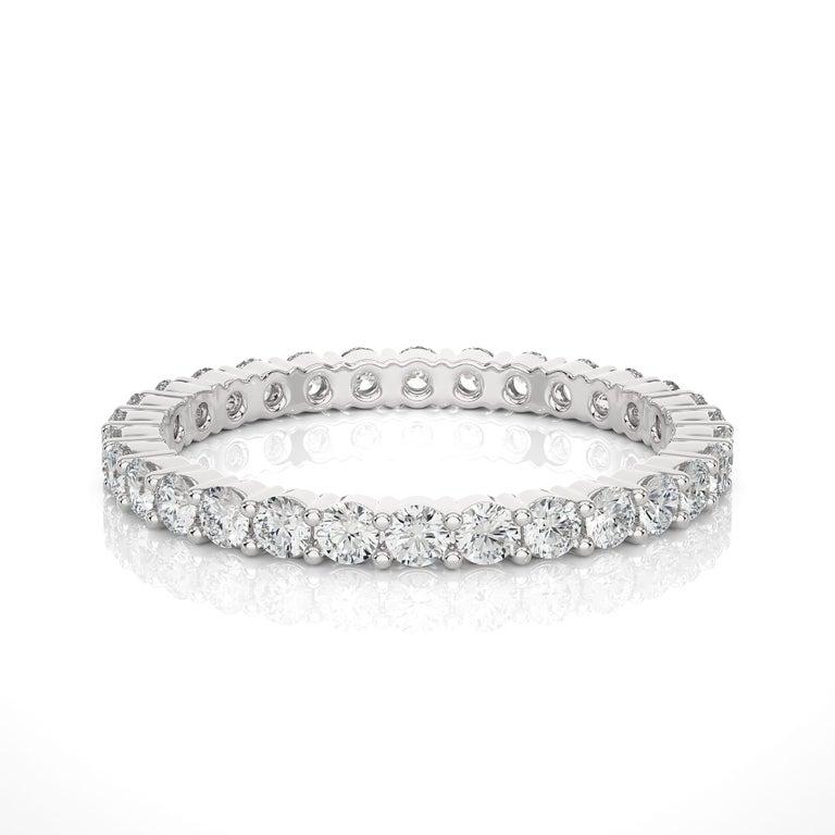 For Sale:  Thin Moissanite Engagement Band Ring Gift for Wife Crafted in 925 Solid Silver 7