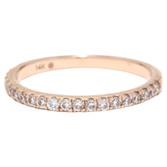 Thin Moissanite Wedding Band, 14K Rose Gold, Stackable