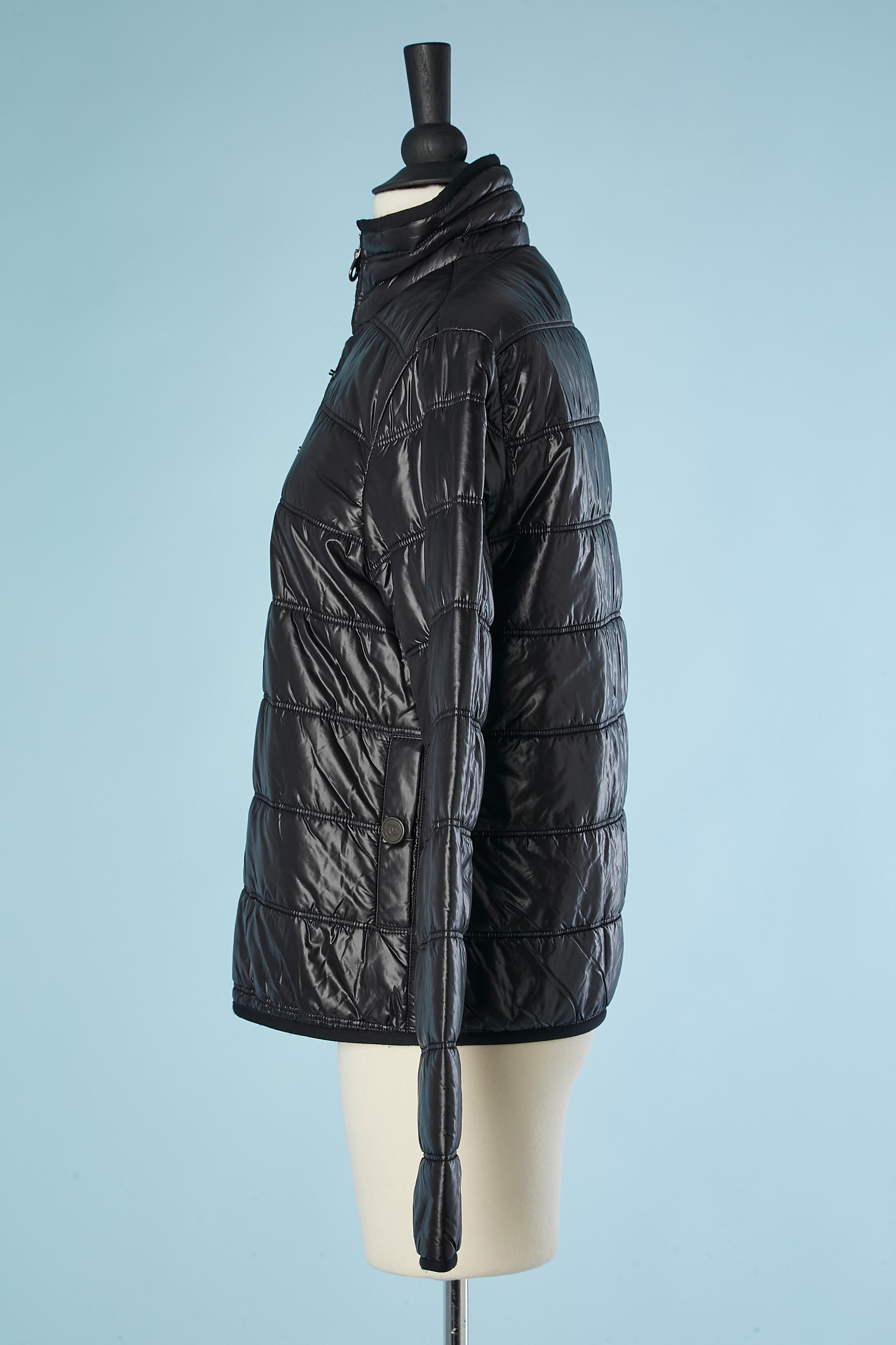 Women's or Men's Thin padded black nylon jacket with zip in the middle front Chanel  For Sale