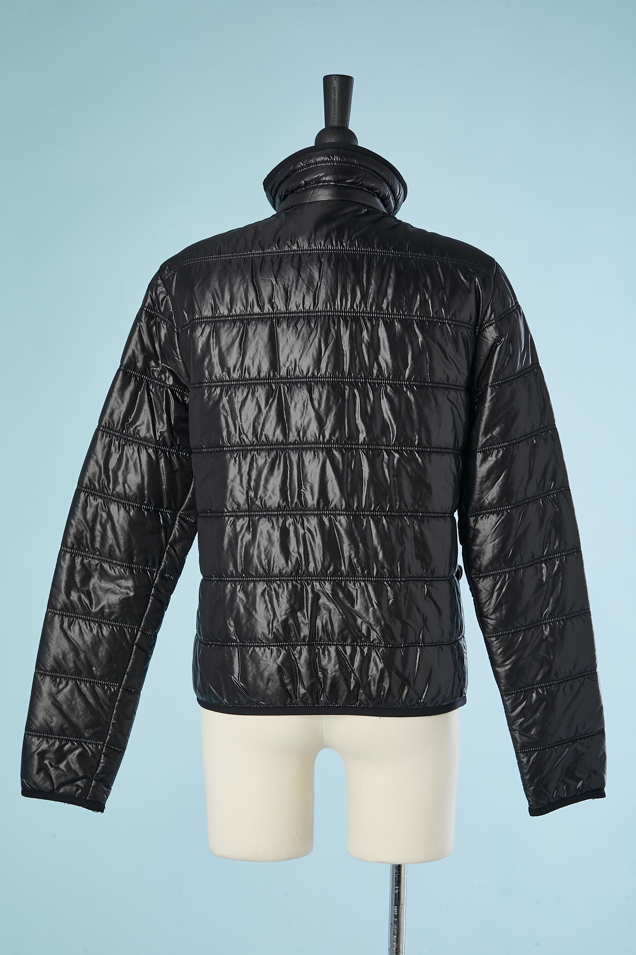 Thin padded black nylon jacket with zip in the middle front Chanel  For Sale 1
