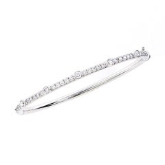 18K White Gold Thin Pavé Diamond Bangle Bracelet