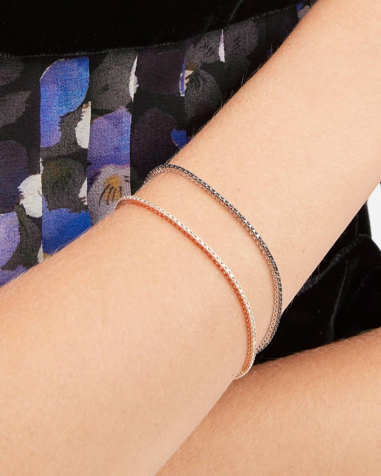 Thin Pink Gold and Black Diamond Infinite Tennis Bracelet For Sale at