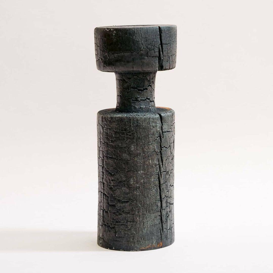 Post-Modern Thin Revolved Burnt Beech Vase by Daniel Elkayam For Sale