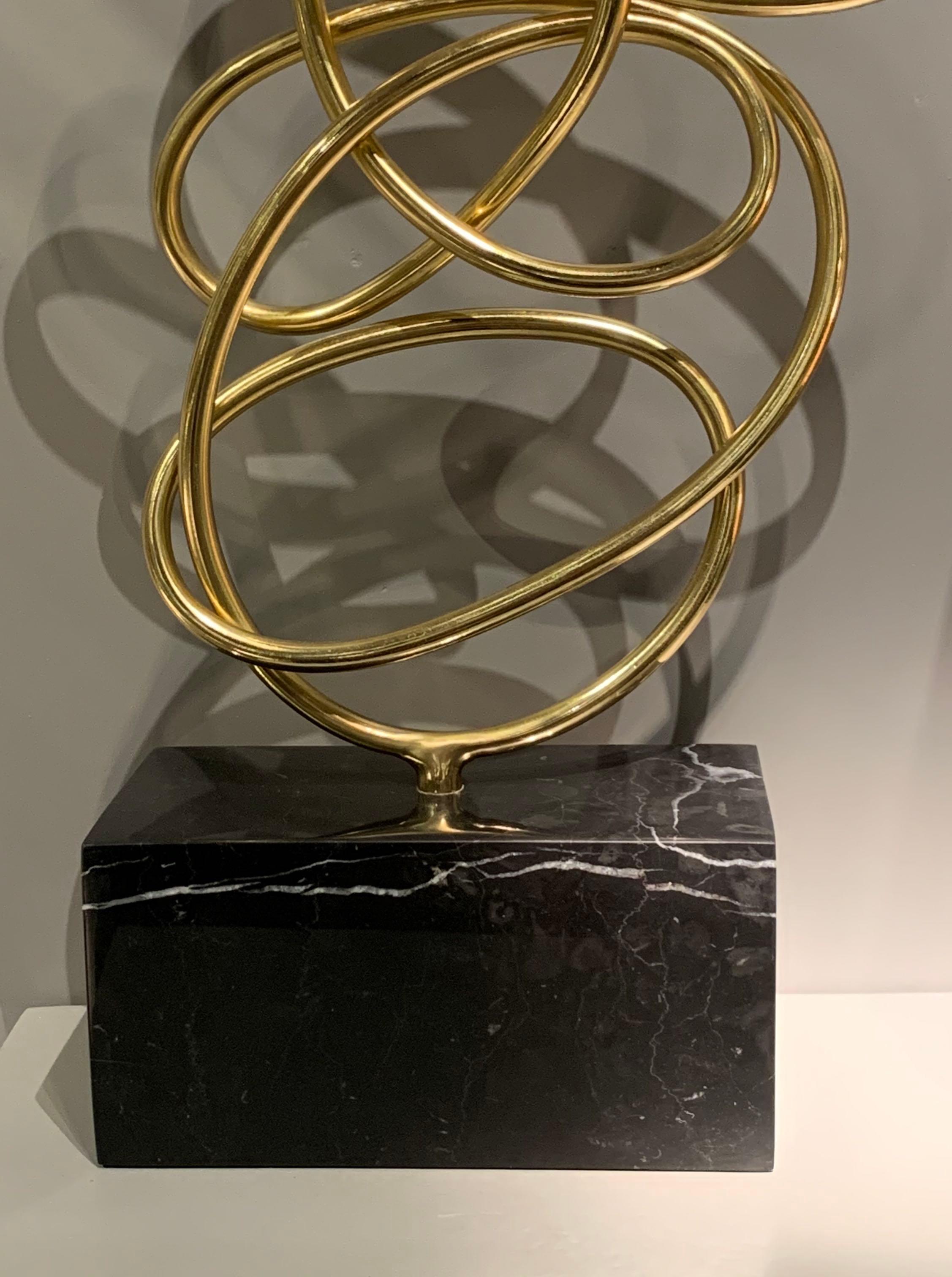 Indonesian Thin Ribbon Shaped Brass Free Form Sculpture, Indonesia, Contemporary For Sale