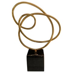 Thin Ribbon Shaped Brass Free Form Sculpture, Indonesia, Contemporary