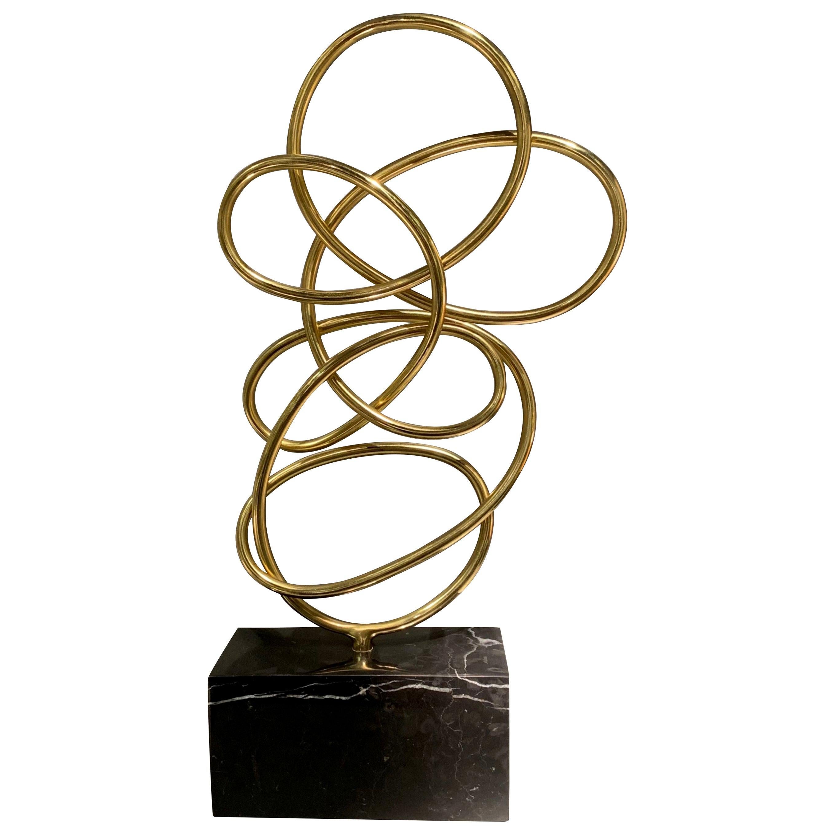 Thin Ribbon Shaped Brass Free Form Sculpture, Indonesia, Contemporary For Sale