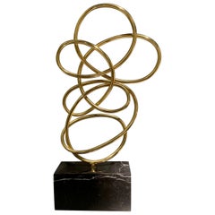 Thin Ribbon Shaped Brass Free Form Sculpture, Indonesia, Contemporary