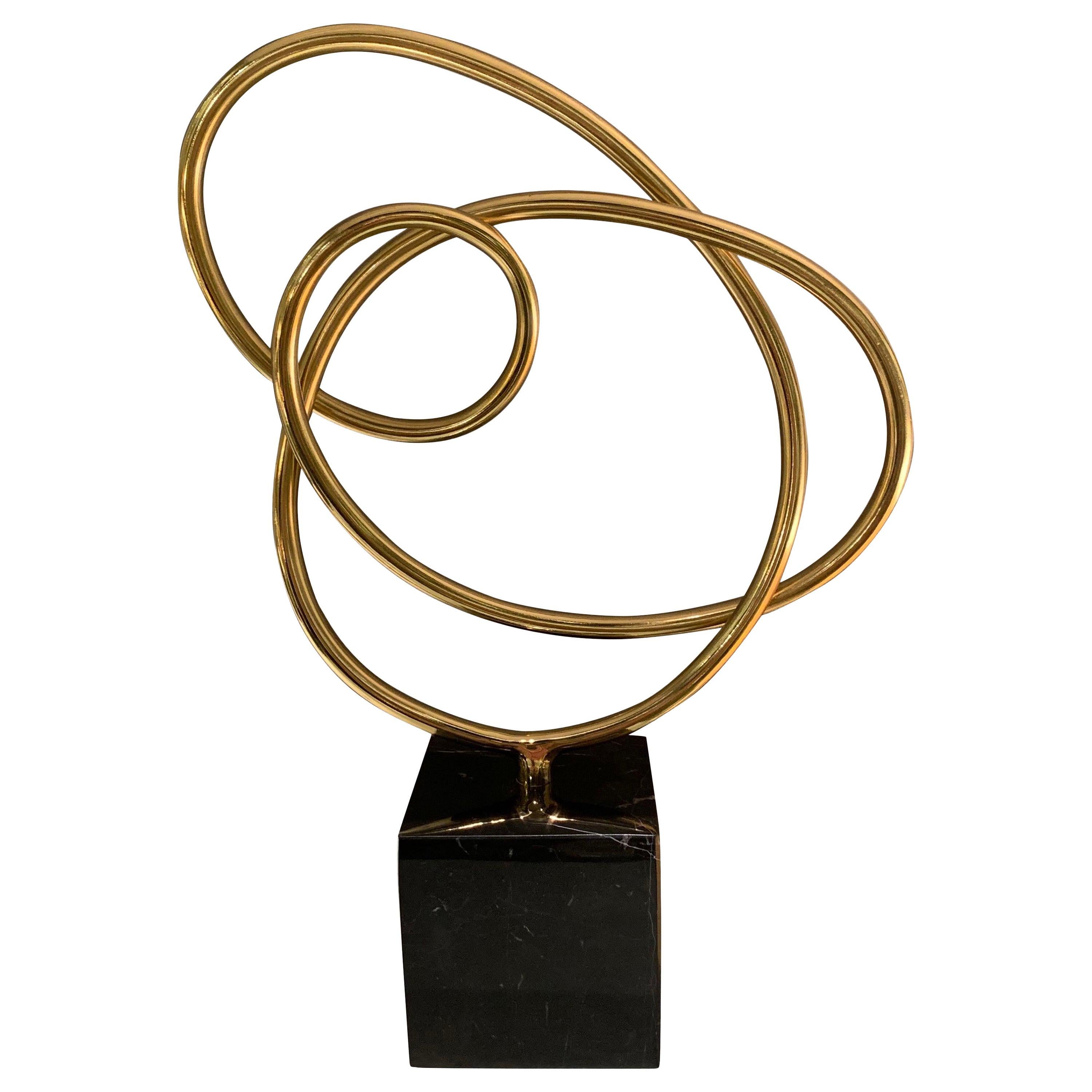 Thin Ribbon Shaped Brass Free Form Sculpture, Indonesia, Contemporary For Sale