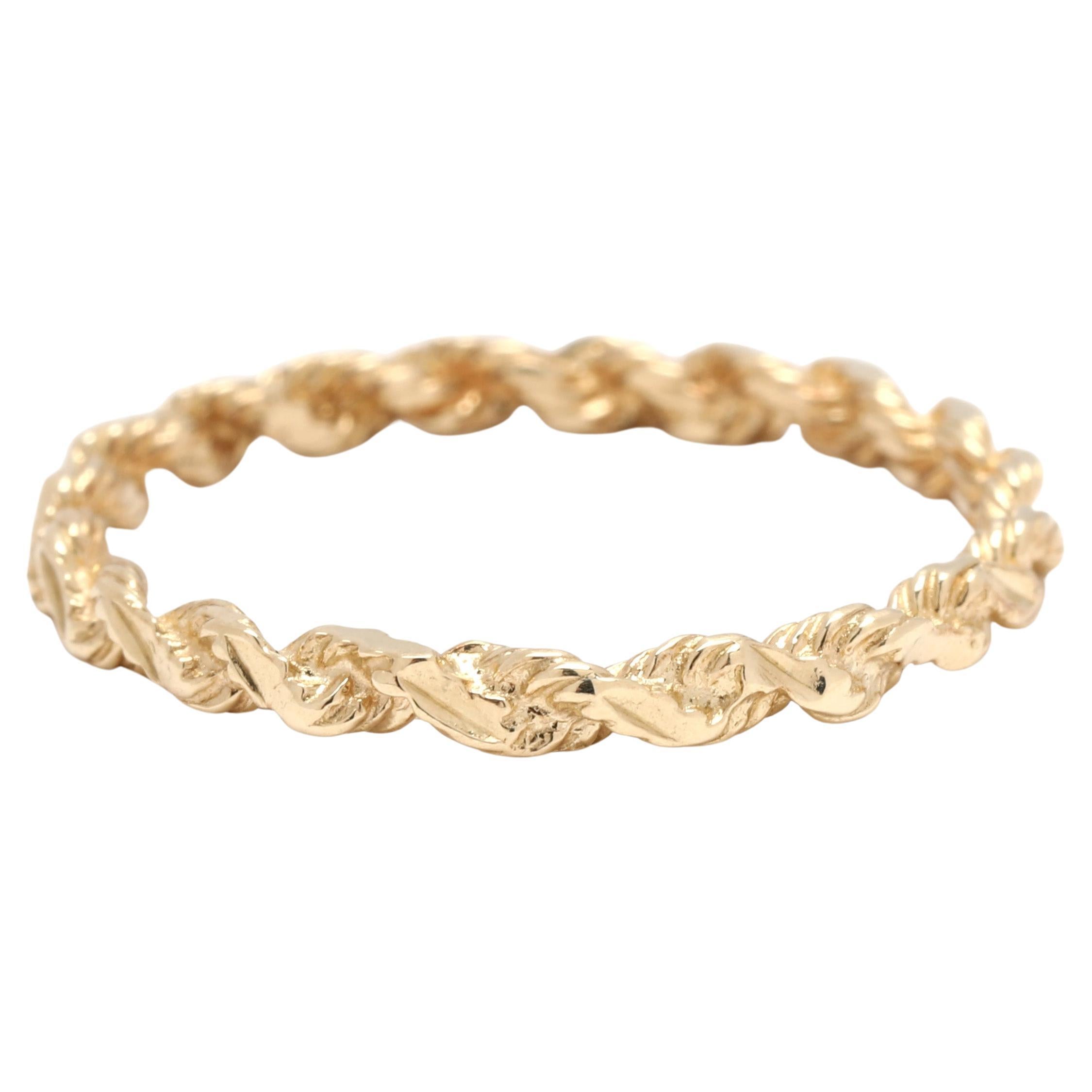 Thin Rope Band Ring, 14k Yellow Gold, Ring Size 5.25