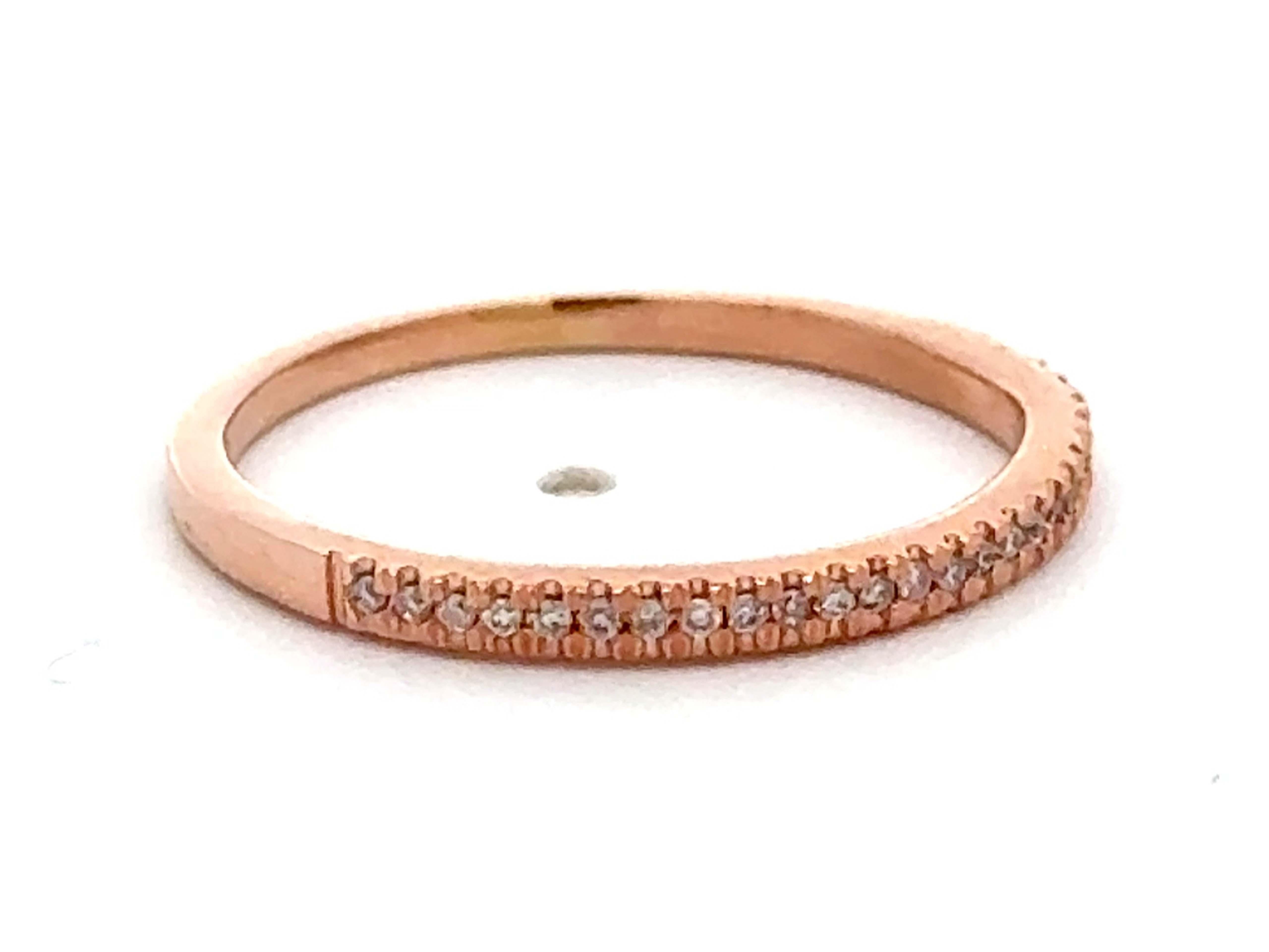 Modern Thin Rose Gold Diamond Band Ring 14k For Sale