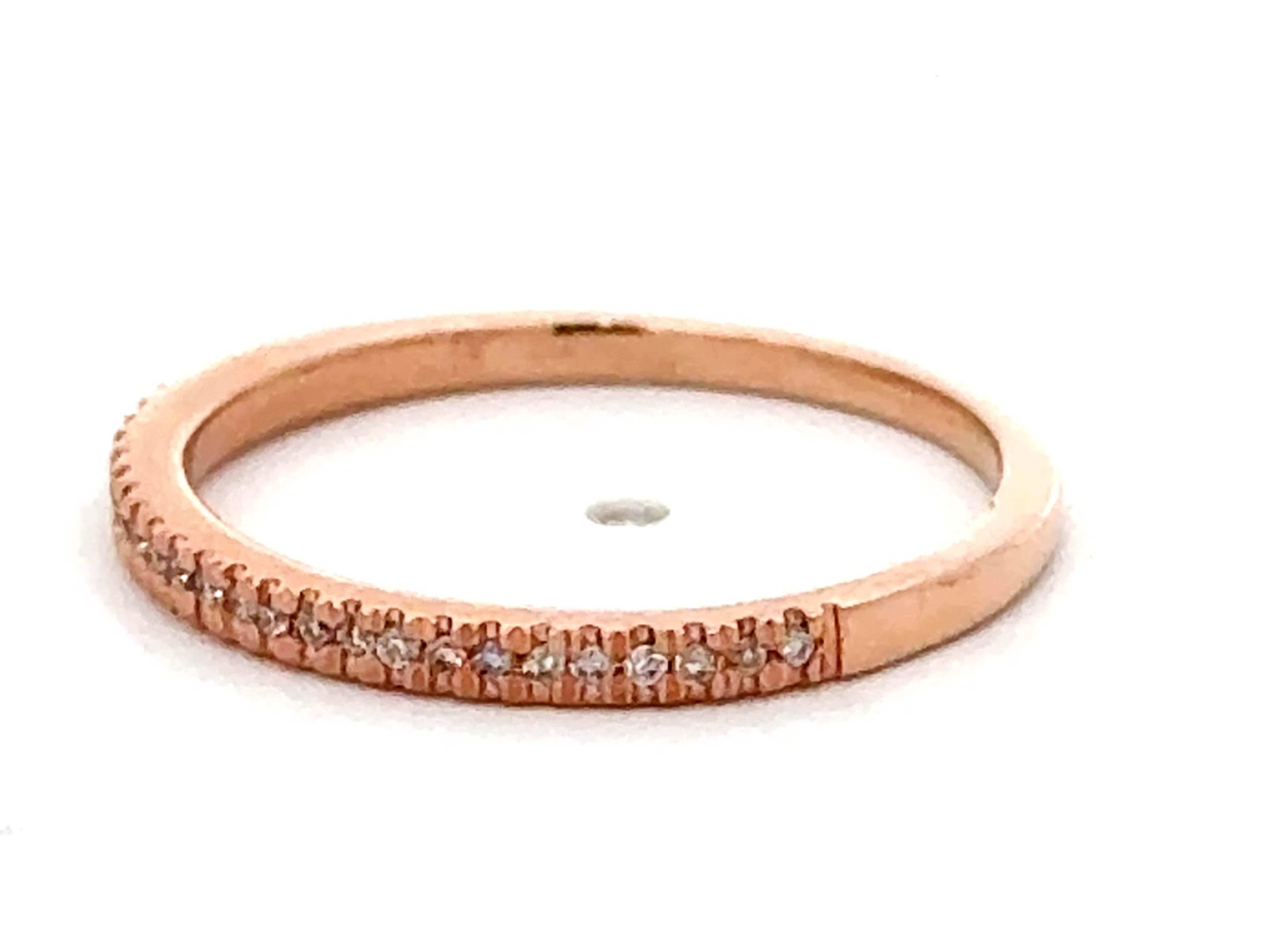 Brilliant Cut Thin Rose Gold Diamond Band Ring 14k For Sale