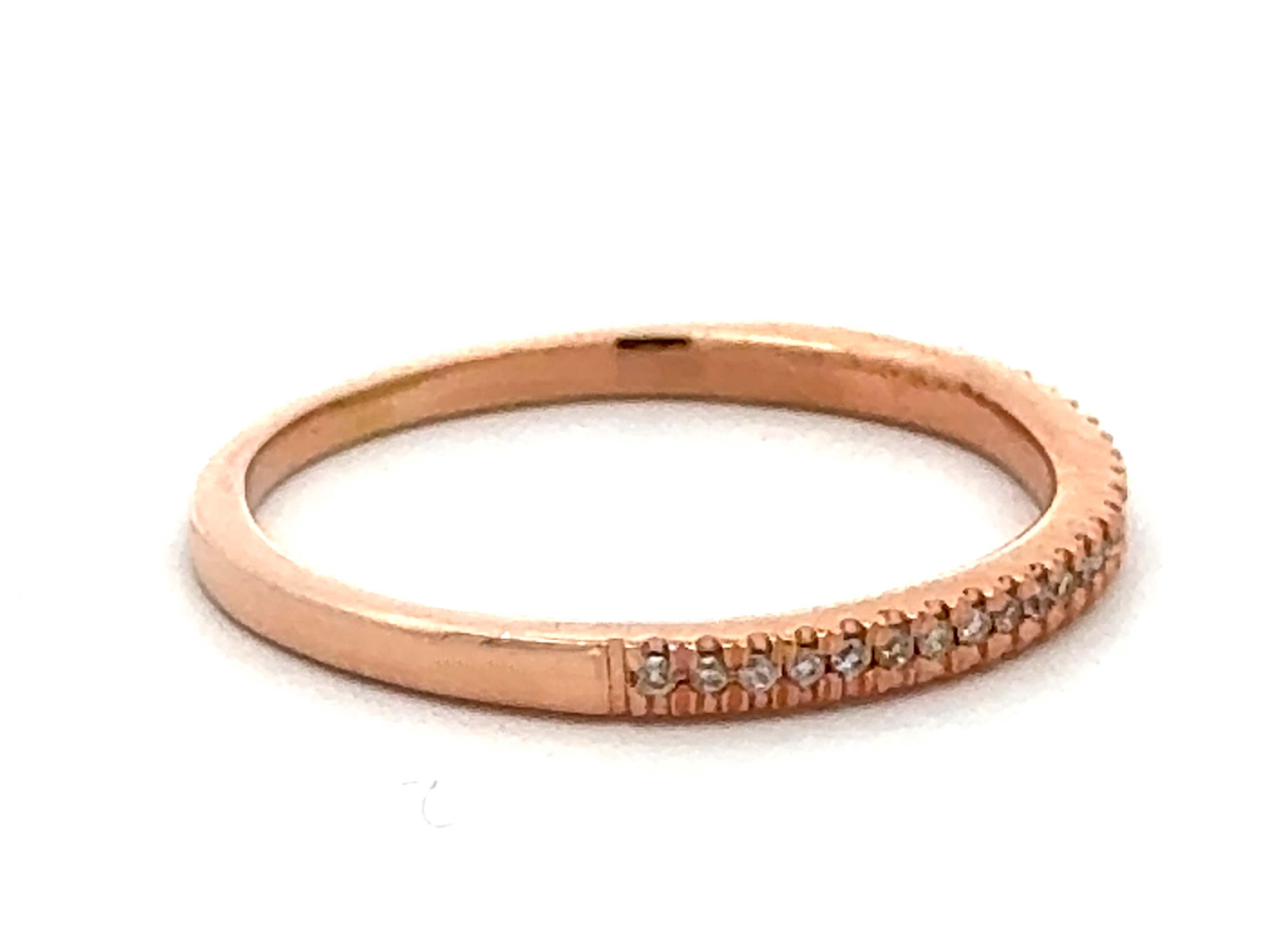 Men's Thin Rose Gold Diamond Band Ring 14k For Sale