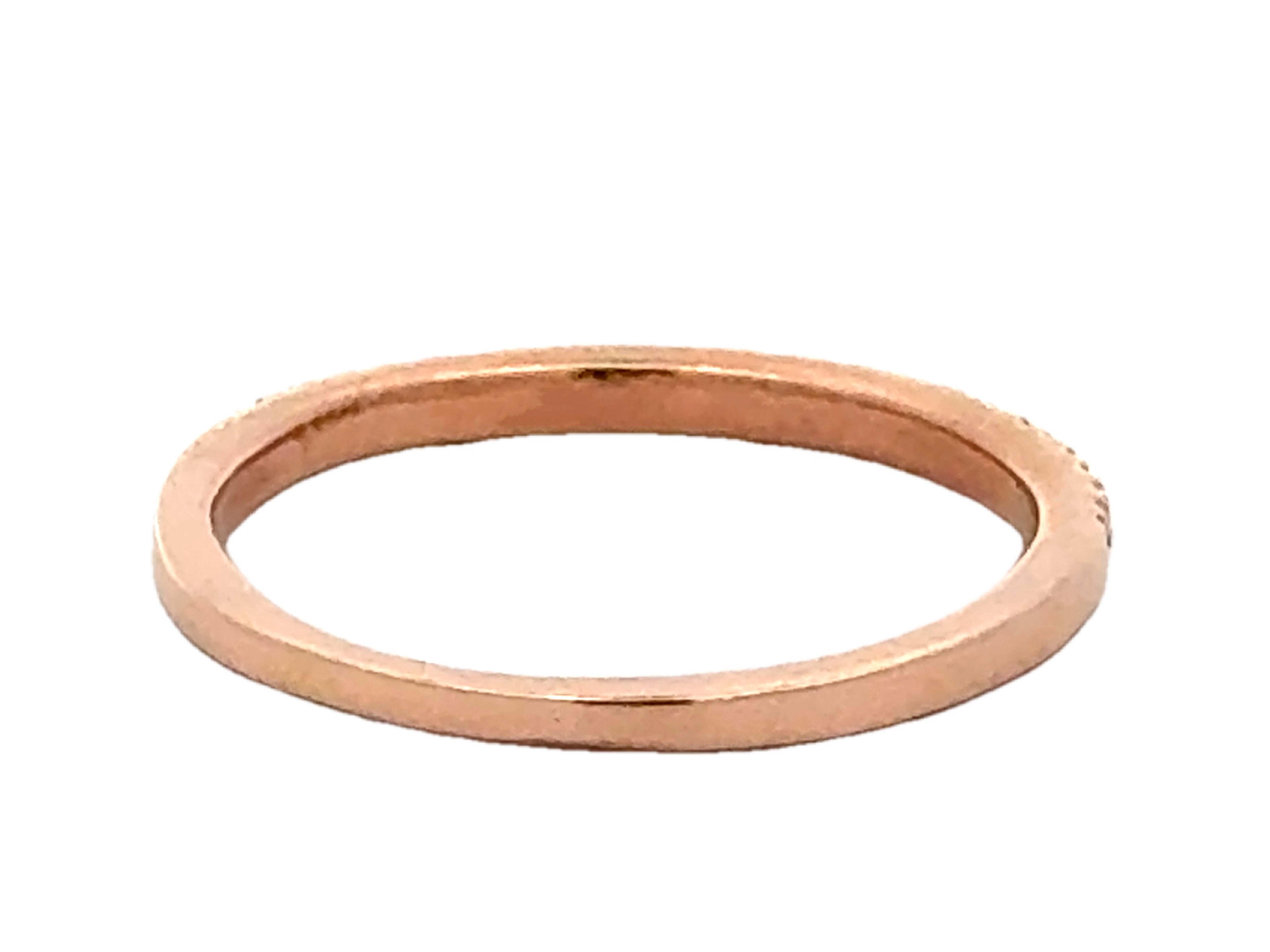 Thin Rose Gold Diamond Band Ring 14k For Sale 1