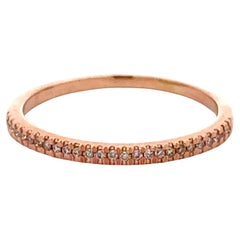 Bague jonc en or rose fin et diamants 14 carats