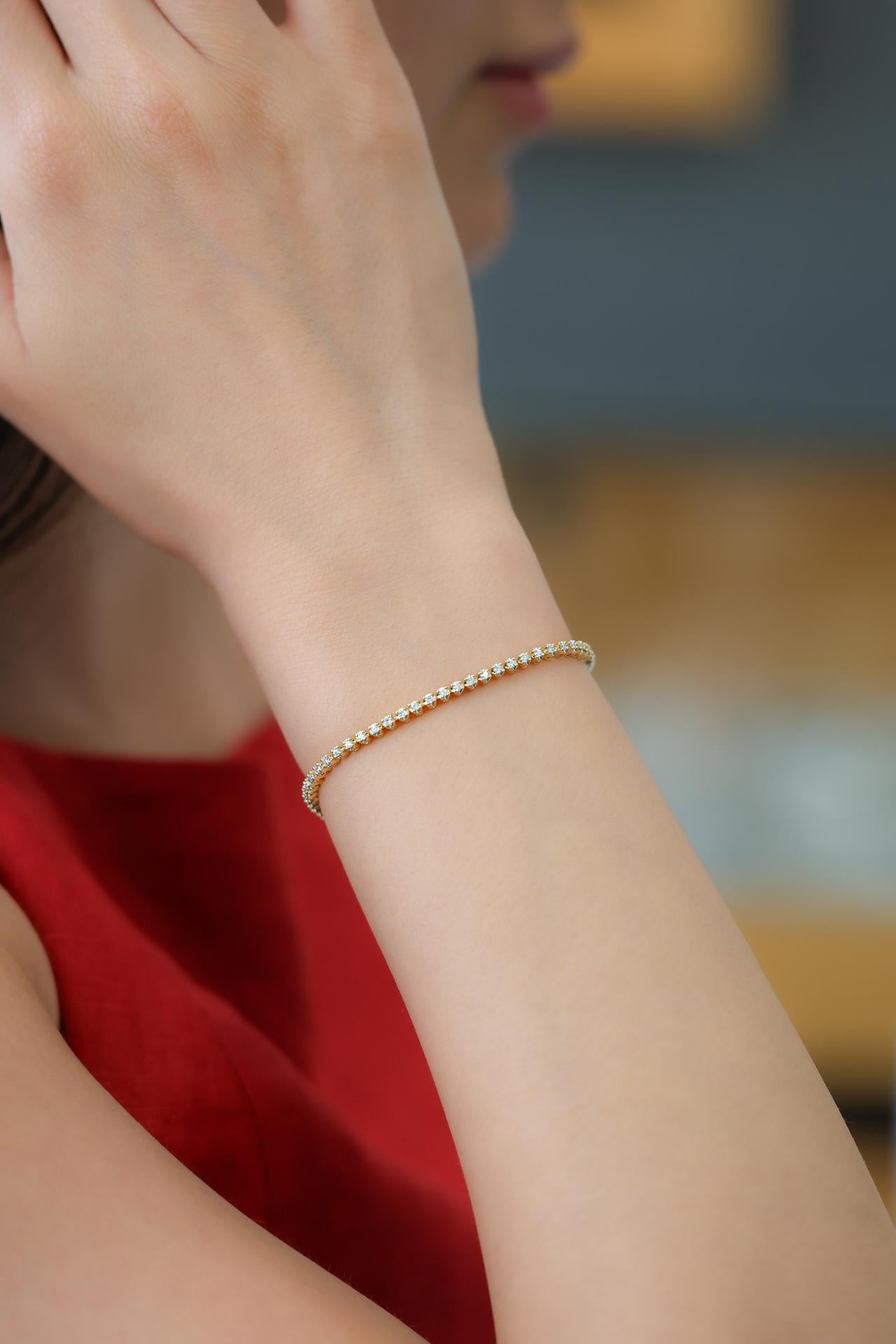 Bracelet tennis avec diamants ronds de 0,75 carat Neuf - En vente à Los Angeles, CA