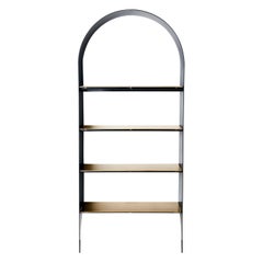 Thin Shelf Single in Contemporary Blackened Steel and Steel Inset Shelves